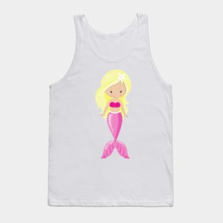 Cute Mermaid, Little Mermaid, Blonde Hair, Tail Tank Top